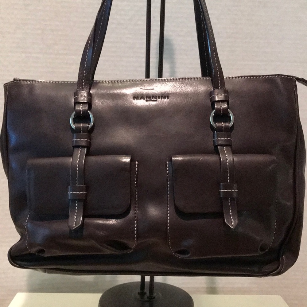 Nannini Smooth Brown Leather Shoulder Bag